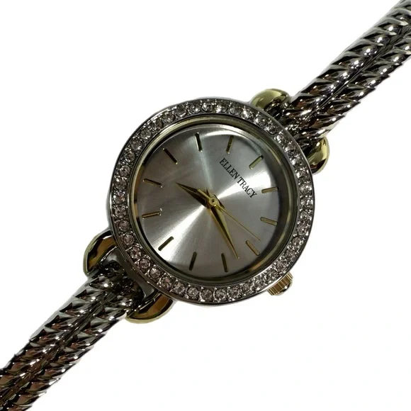 Ellen Tracy - Diamond Accent Ladies Watch - Two-Tone Metal - Silver Dial - Picture 5 of 7